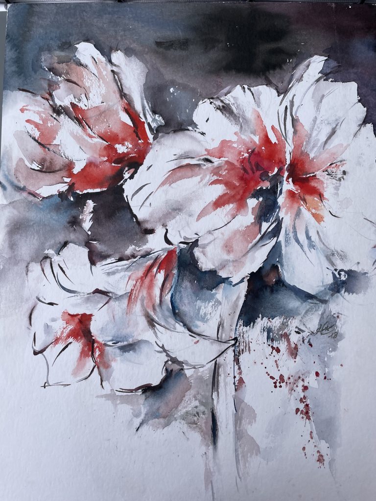 Aquarell-Gemälde von Blumen von Hanna Kosse
